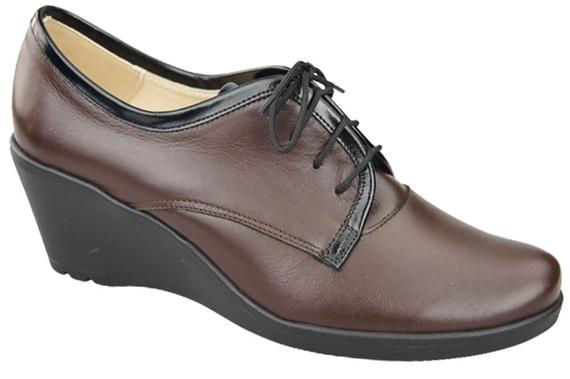 Damenschuhe mit Keilabsatz, Naturleder, Schokolade 181 ElitaBut