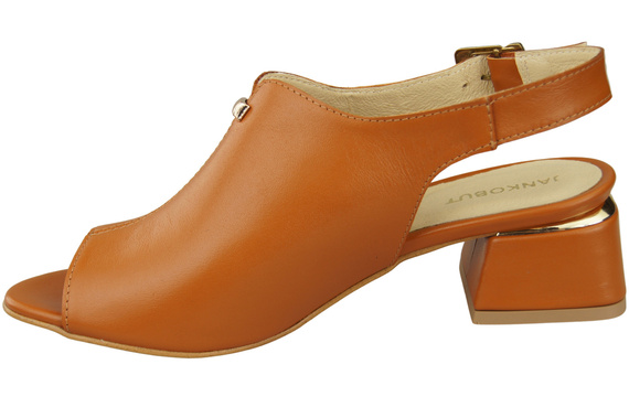 Damenschuhe Sandalen Rot, goldene Schnalle, Naturleder 198 ElitaBut