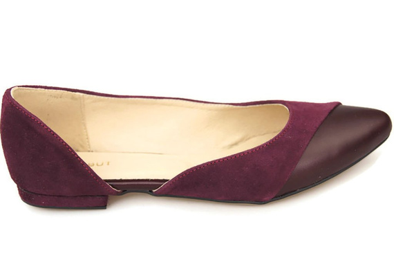 Damenschuhe Ballerinas Burgund, Naturleder, Wildleder 146 ElitaBut