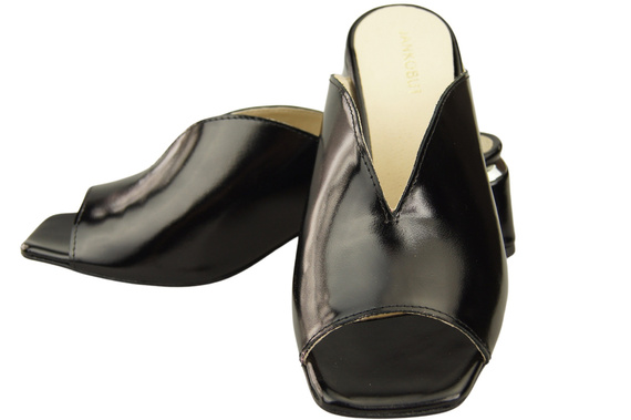 Damen Schuhe Absätze Flip Flops Schwarz glänzend Naturleder 210 ElitaBut