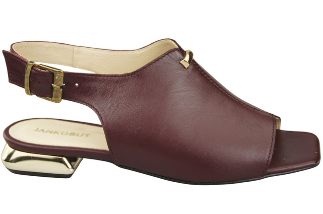 Bequeme Frauenschuhe Sandalen Burgund Flacher Goldabsatz Naturleder 207 ElitaBut