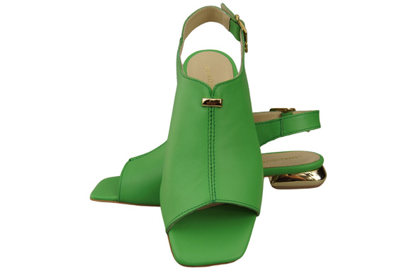 Bequeme Frauenschuhe Sandalen Limette Flacher Goldabsatz Naturleder 207 ElitaBut