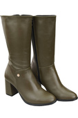 Schuhe Damen-Halbstiefel, Naturleder, Oliv 189 ElitaBut