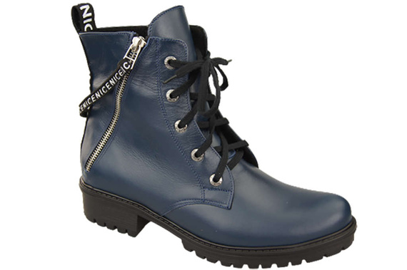 Schuhe Damen-Stiefeletten mit der Aufschrift NICE, Naturleder, Marineblau 173 L ElitaBut