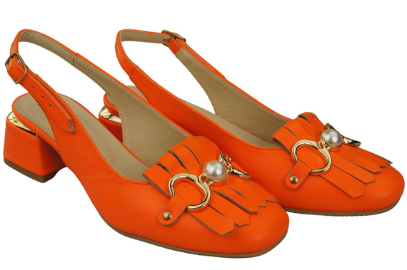 Damenschuhe Orange Sandalen mit Fransen verziert Naturleder 208 ElitaBut