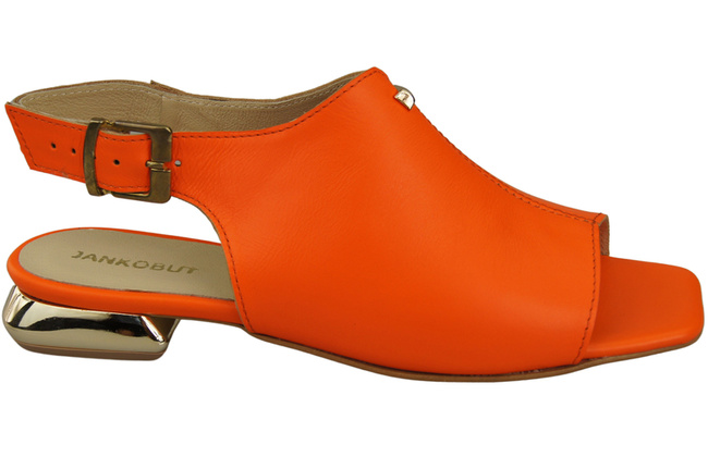 Bequeme Frauenschuhe Sandalen Orange Flacher Goldabsatz Naturleder 207 ElitaBut