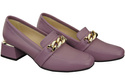 Damenschuhe mit Zierkette Pumps Mokassins Naturleder 193 Lila ElitaBut