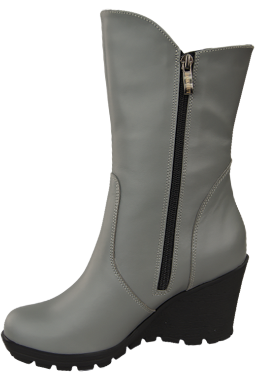 Damen-Keilstiefel, Naturleder, Grau 750 ElitaBut