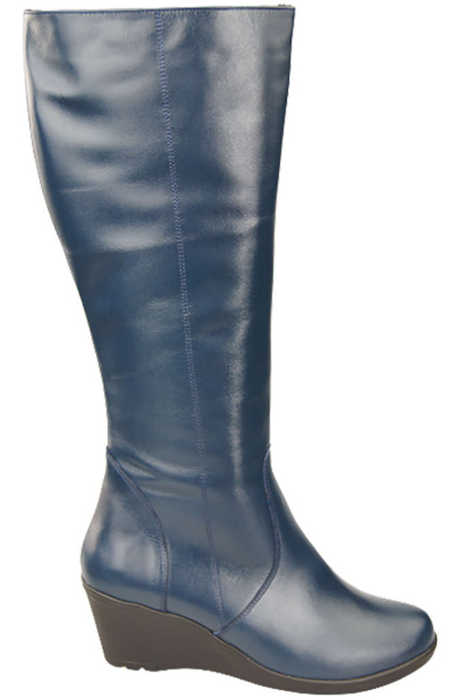 Damenschuhe Keilstiefel, Naturleder, Marineblau 177 ElitaBut