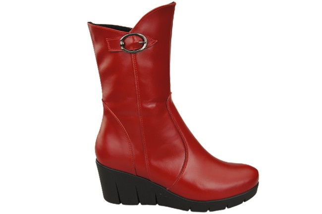 Damen-Keilstiefel, Naturleder, Rot 178 ElitaBut