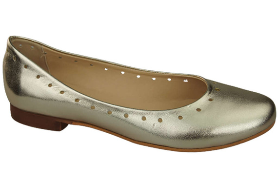 Damenschuhe Bequeme Ballerinas, Naturleder, Gold 162 ElitaBut