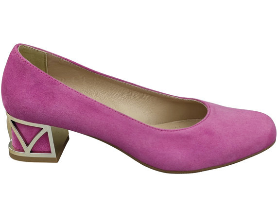 Bequeme Damenschuhe Fuchsie Pumps mit dekorativem Absatz Natürliches Wildleder 219 von ElitaBut