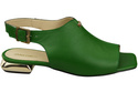 Bequeme Frauenschuhe Sandalen Grün Flacher Goldabsatz Naturleder 207 ElitaBut