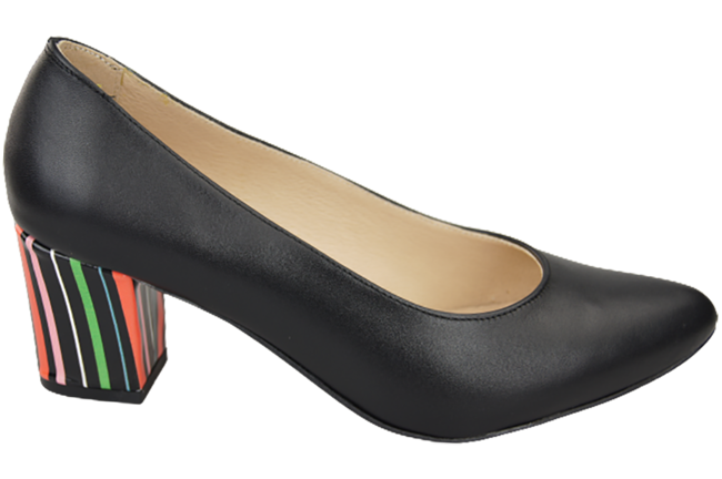 Damenschuhe Pumps aus schwarzem Naturleder mit Zierabsatz 158 ElitaBut