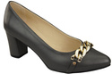 Klassische Frauen Graphite Naturleder Schuhe mit Gold Ornament Kette 200 ElitaBut