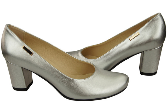 Klassische Damen Silber Leder Mandel Nase Pumps 201 ElitaBut