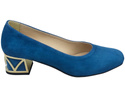 Bequeme Damenschuhe Blau Pumps mit dekorativem Absatz Natürliches Wildleder 219 von ElitaBut