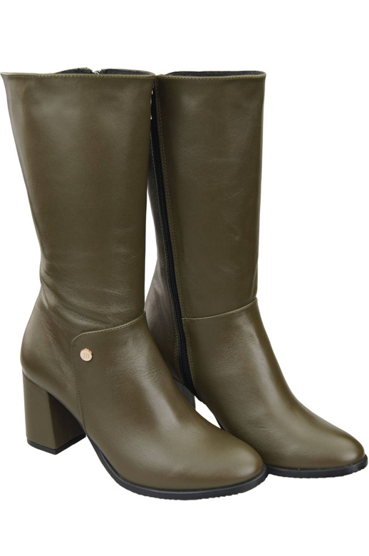 Schuhe Damen-Halbstiefel, Naturleder, Oliv 189 ElitaBut
