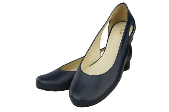 Damen-Ballerinas Marineblau, Naturleder 103 ElitaBut