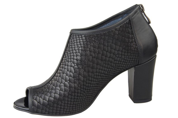 Damenschuhe Peep-Toe-Stiefeletten, Naturleder, Black Scale 957 ElitaBut