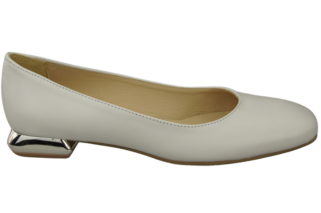 Flache Frauen Schuhe Weiß Dekorative Ferse Naturleder 209 ElitaBut