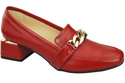 Damenschuhe mit Zierkette Pumps Mokassins Naturleder 193 Rot ElitaBut