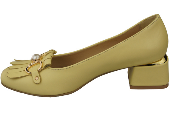 Damenschuhe Pumps verziert mit Fransen Banane Naturleder 195 ElitaBut